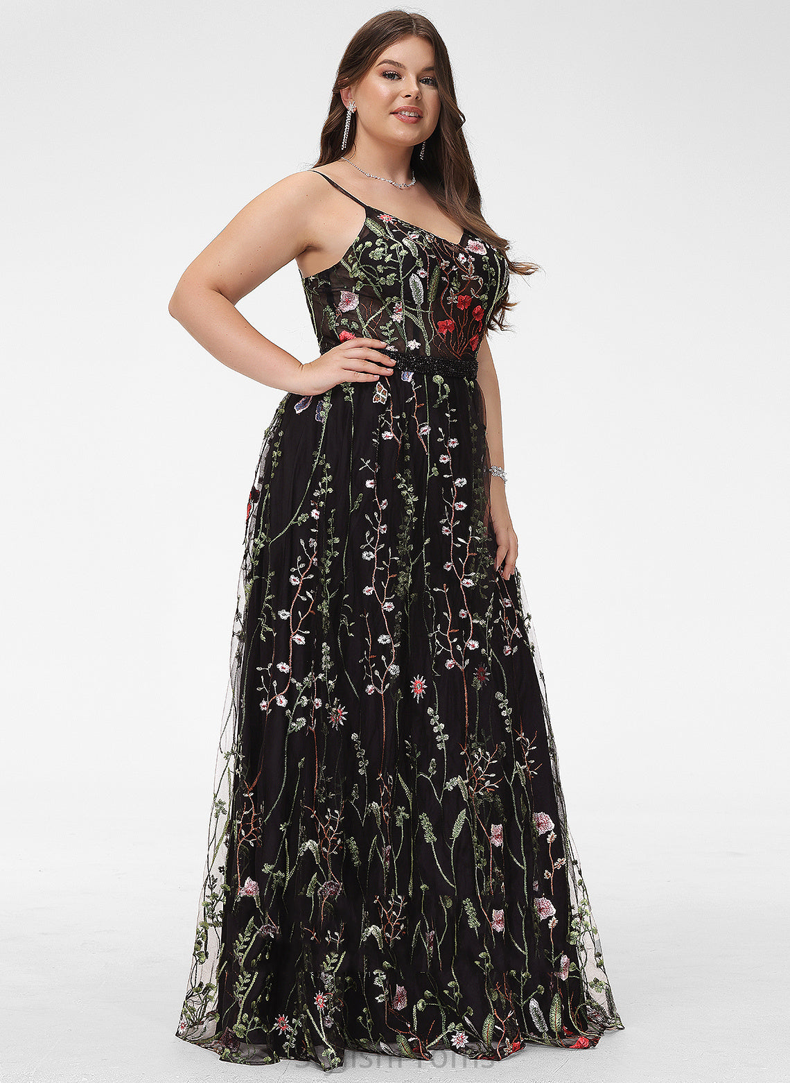 Prom Dresses Maddison Beading V-neck Floor-Length With A-Line Lace