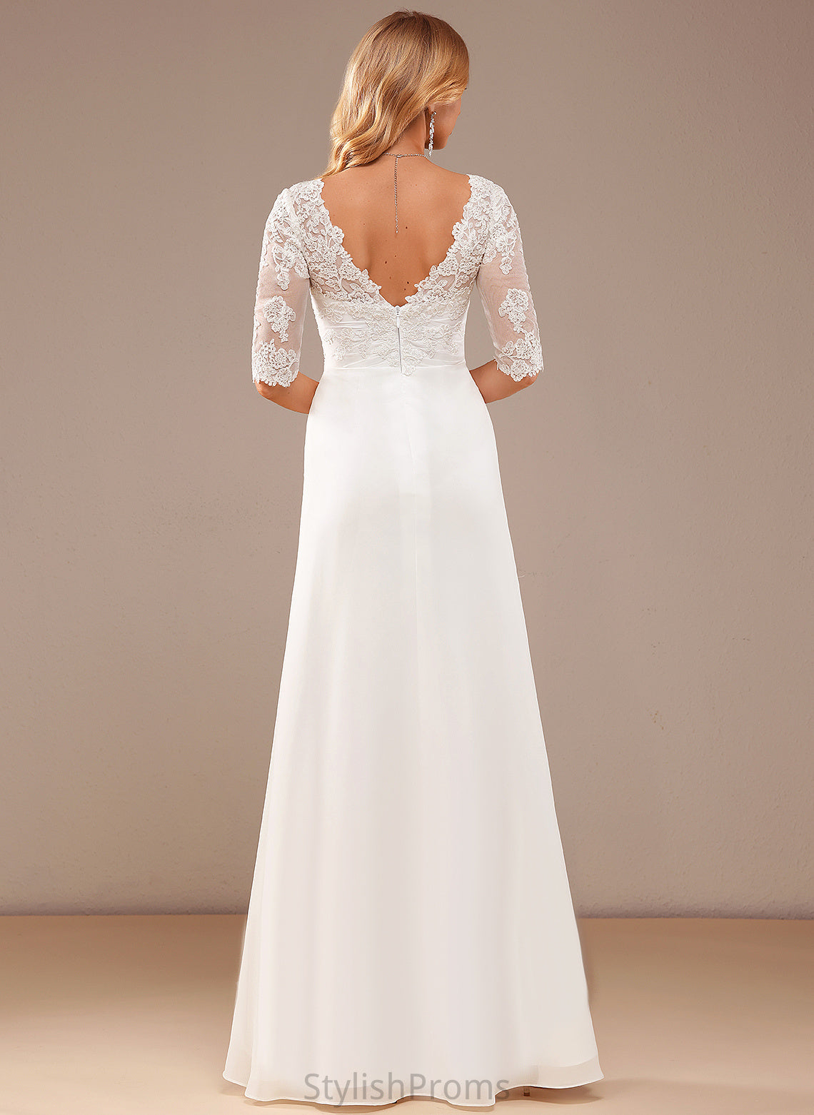 Wedding Dresses Shirley V-neck Ruffle Lace With Chiffon A-Line Wedding Dress Asymmetrical