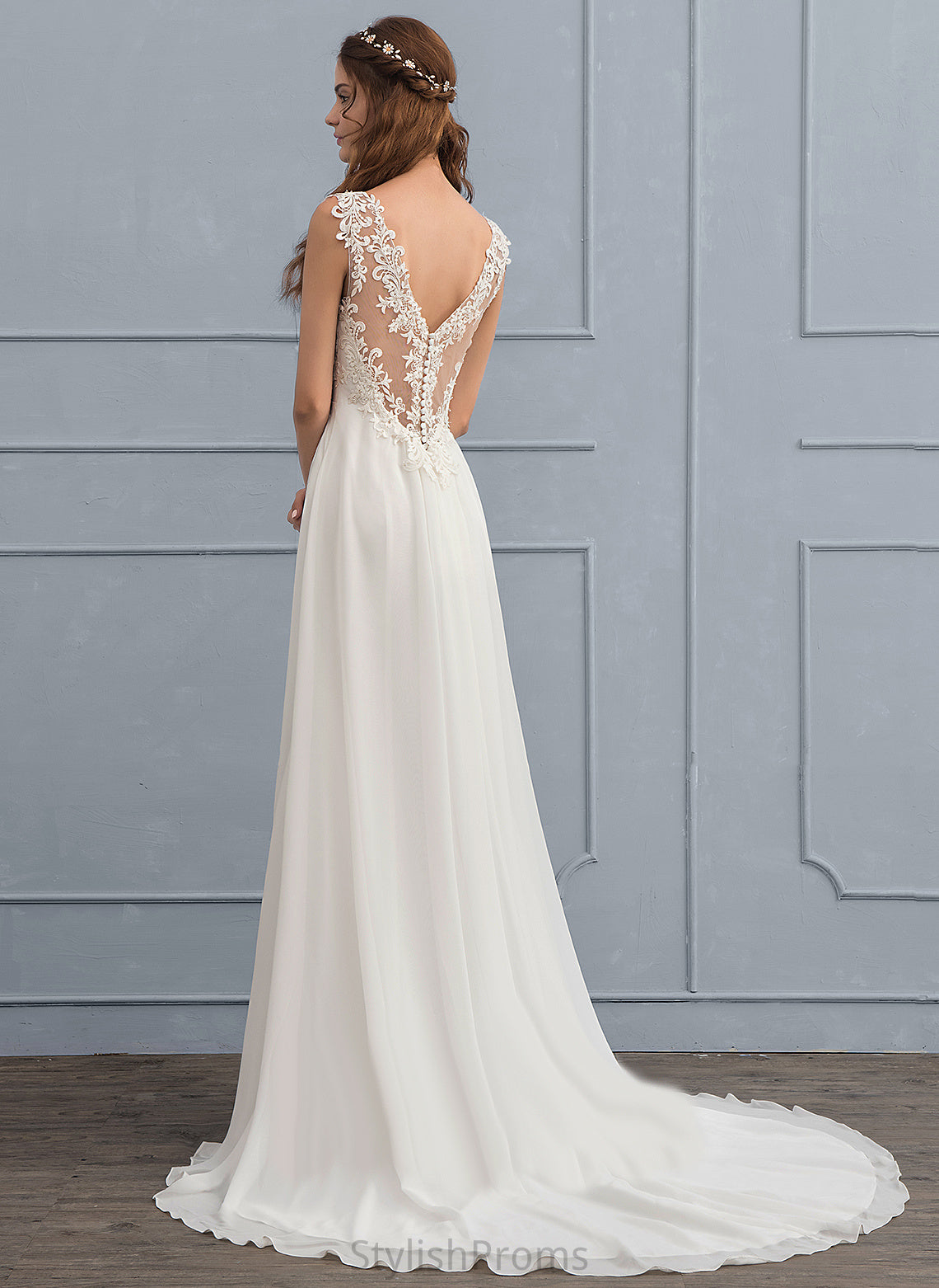 Train A-Line Rebecca Dress Beading V-neck Sequins Chiffon With Wedding Dresses Lace Wedding Court