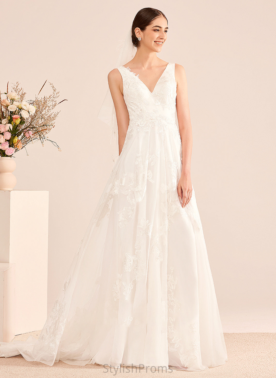 Lace Train Patricia Wedding With A-Line Dress Wedding Dresses Court V-neck