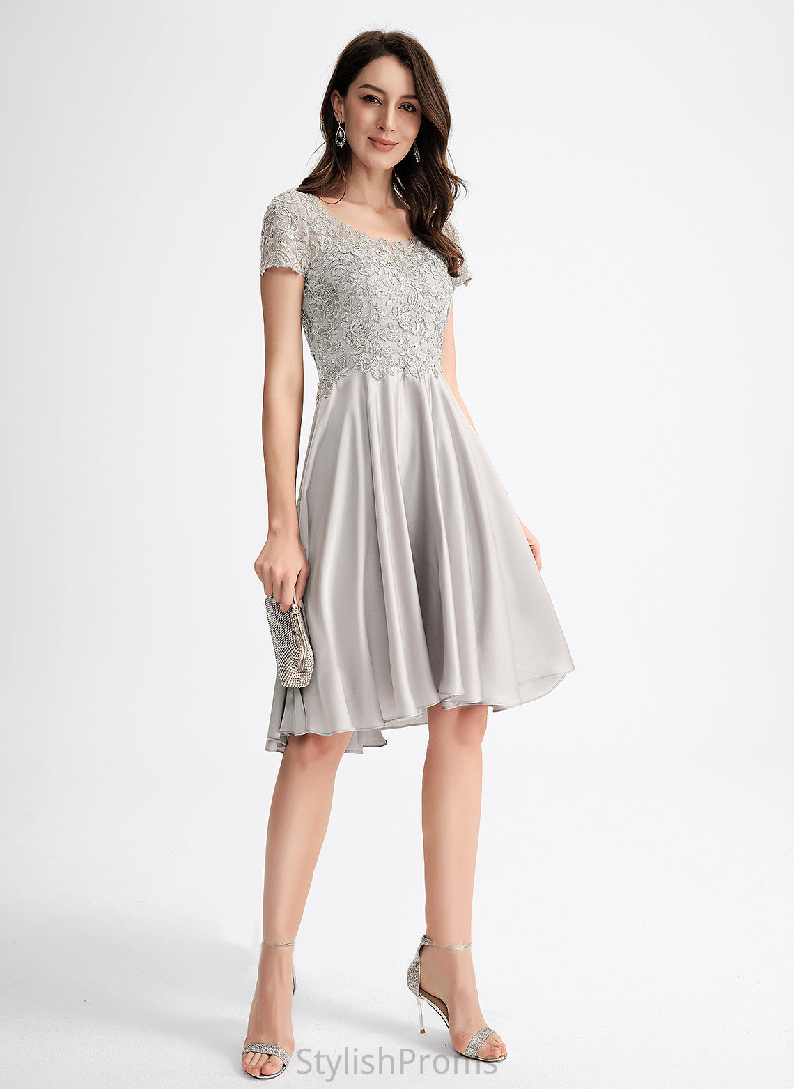 Sequins Cocktail Cocktail Dresses Dress With Asymmetrical Neck Scoop Jadyn A-Line Satin