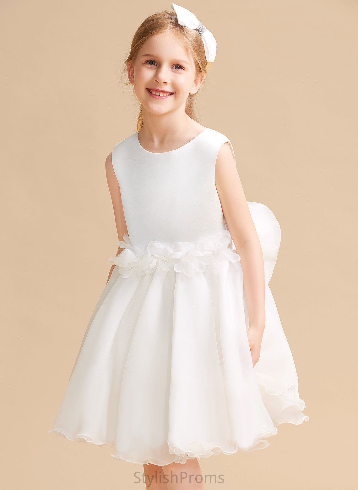 Dress Scoop Neck Sleeveless Knee-length Flower Organza Girl A-Line - Mayra Flower Girl Dresses