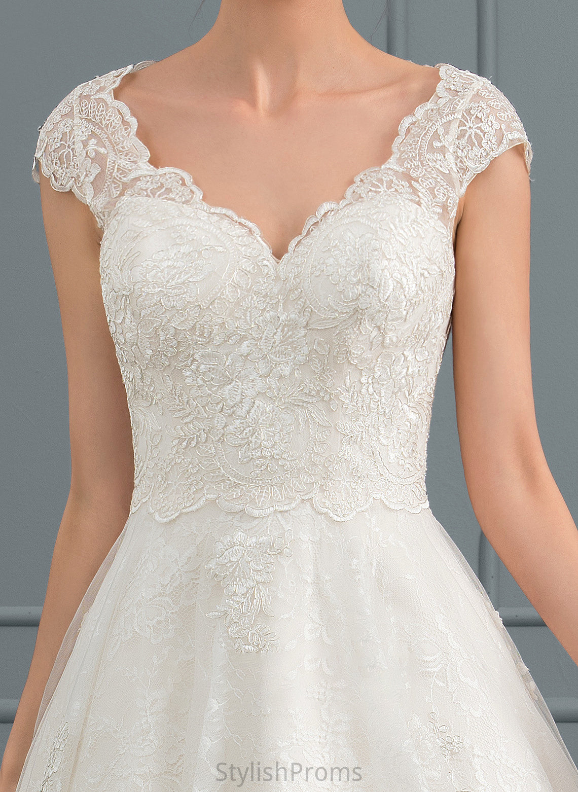 Wedding Dress Lace Knee-Length A-Line Tulle Wedding Dresses Ashtyn V-neck