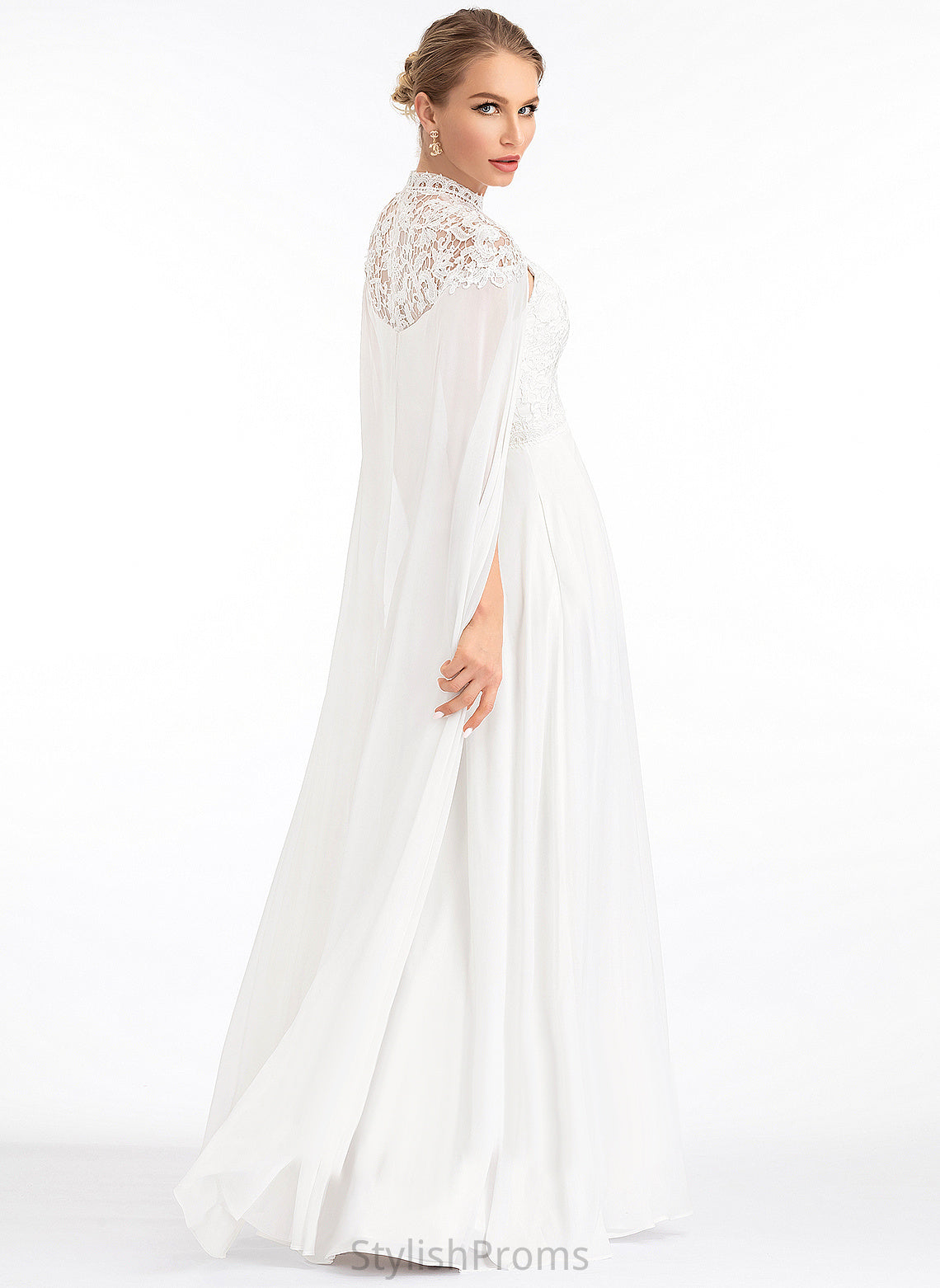 Chiffon Dress Setlla Floor-Length High Lace Wedding Dresses Wedding A-Line Neck