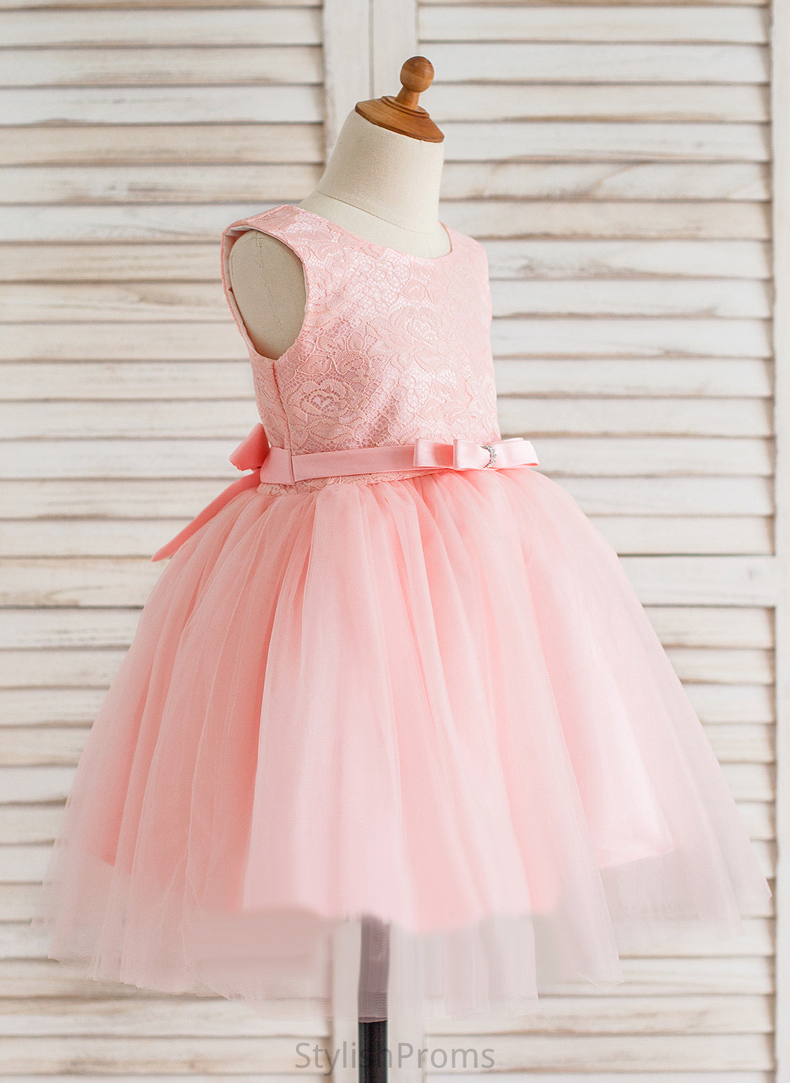 Dress Neck Girl Scoop Knee-length - Bow(s) Tulle/Lace Ball-Gown/Princess Flower Girl Dresses Flower Kimora Sleeveless With