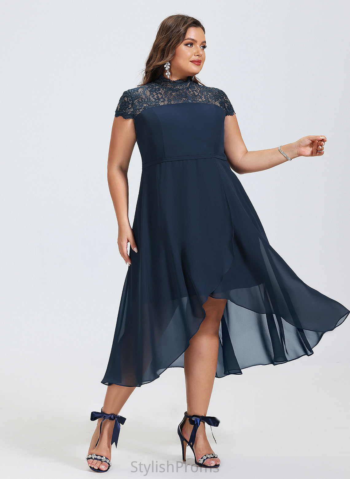 High Cocktail Cocktail Dresses Neck A-Line Abbie Chiffon Dress Asymmetrical