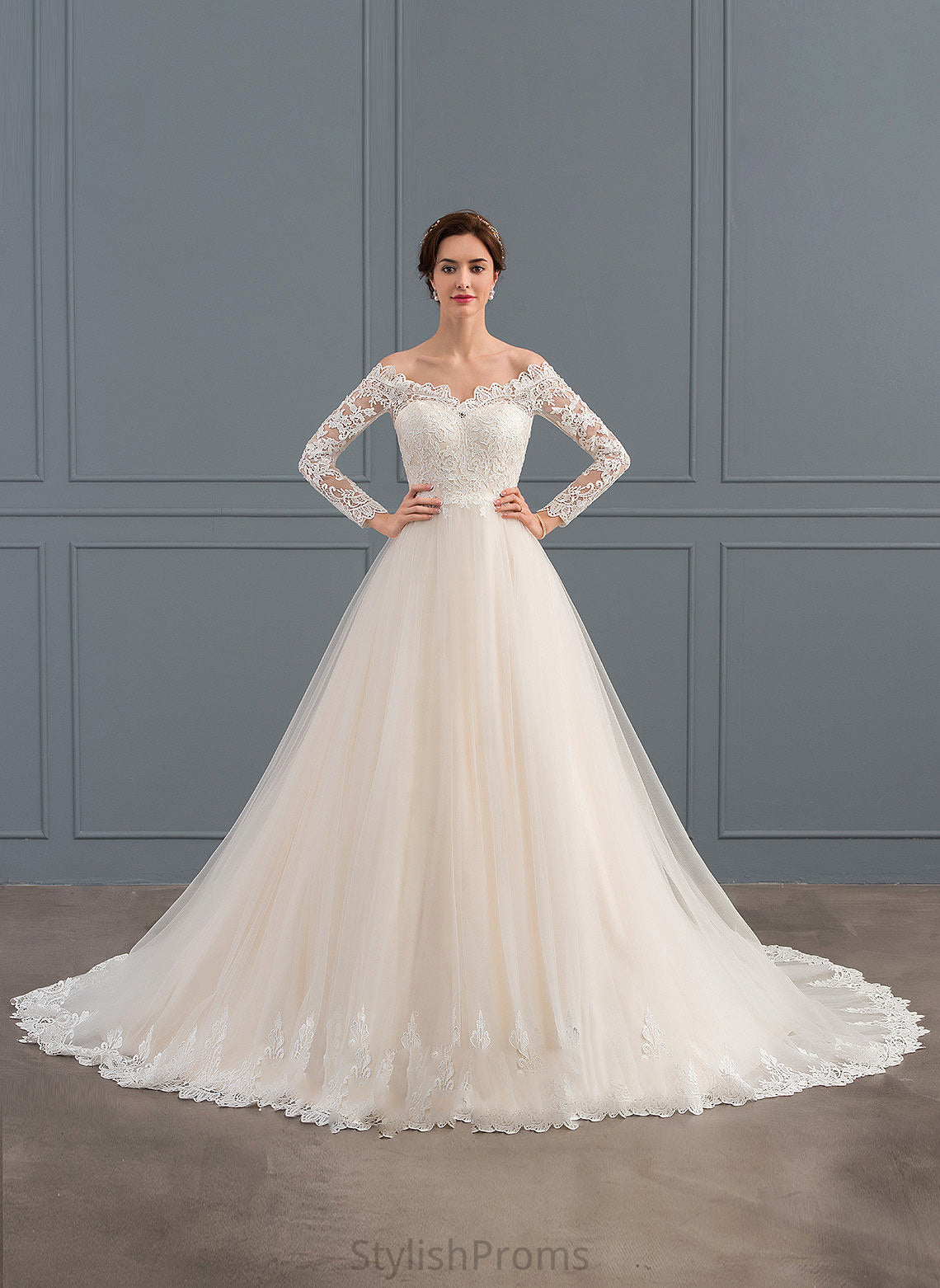 Off-the-Shoulder Chapel Anaya Dress Wedding Train Wedding Dresses Ball-Gown/Princess Lace Tulle