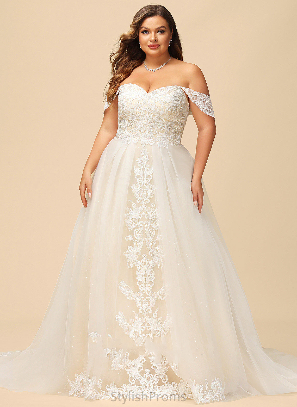 Rowan Wedding Dresses Court Wedding With Ball-Gown/Princess Off-the-Shoulder Dress Sequins Lace Tulle Train