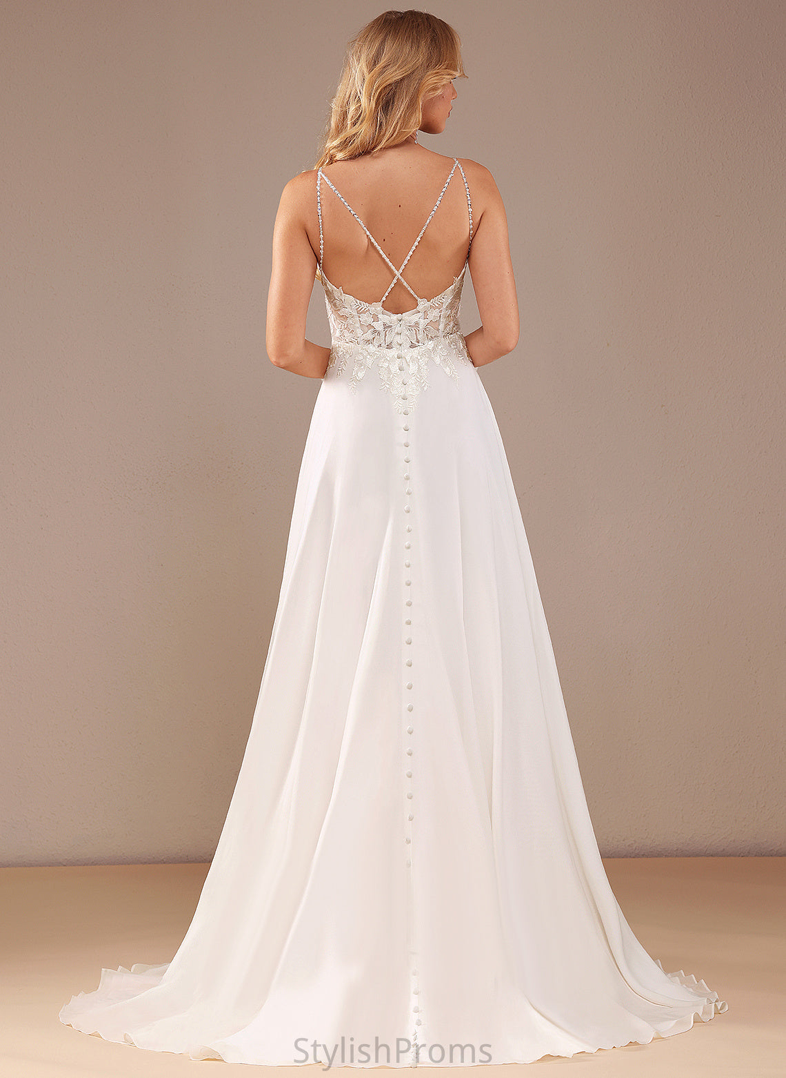 Beading Chiffon Sequins A-Line Feather Wedding Dresses Court Wedding Pockets V-neck Kinsley Dress With Train Lace Lace