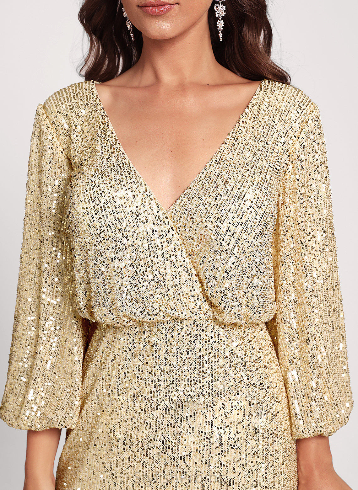 Cocktail Knee-Length Olivia Club Dresses Bodycon Sequined V-neck Dress