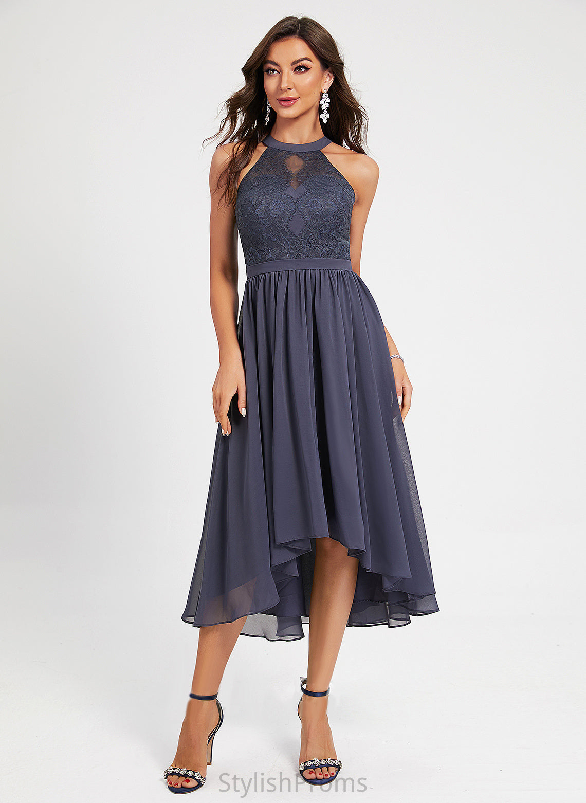 Chiffon Scoop Neck Asymmetrical Sally A-Line Dress Cocktail Dresses Cocktail