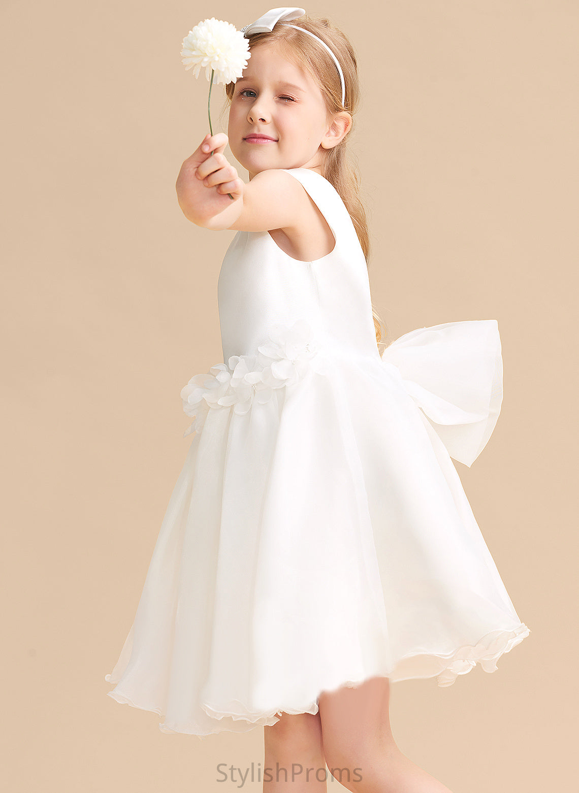 Dress Scoop Neck Sleeveless Knee-length Flower Organza Girl A-Line - Mayra Flower Girl Dresses