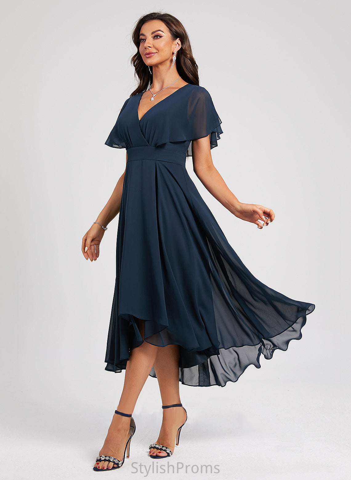 A-Line With Chiffon Cocktail Sash Asymmetrical V-neck Cocktail Dresses Dress April