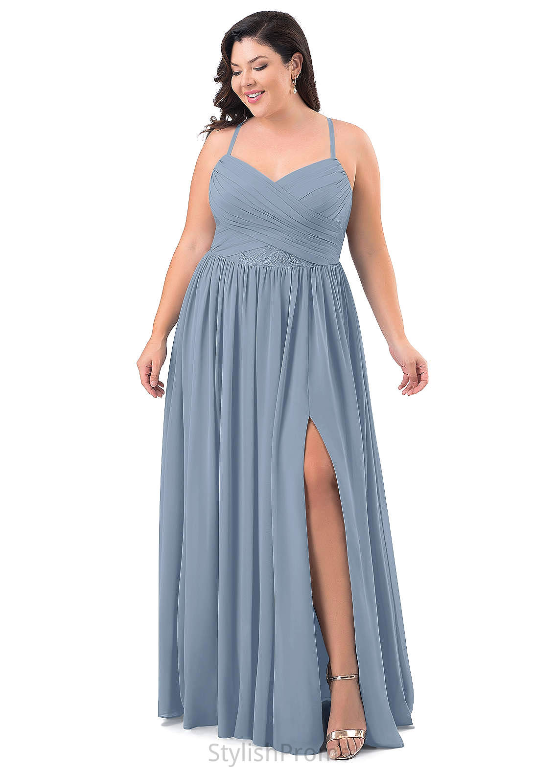 Jeanie Sleeveless Straps Natural Waist Floor Length Trumpet/Mermaid Bridesmaid Dresses