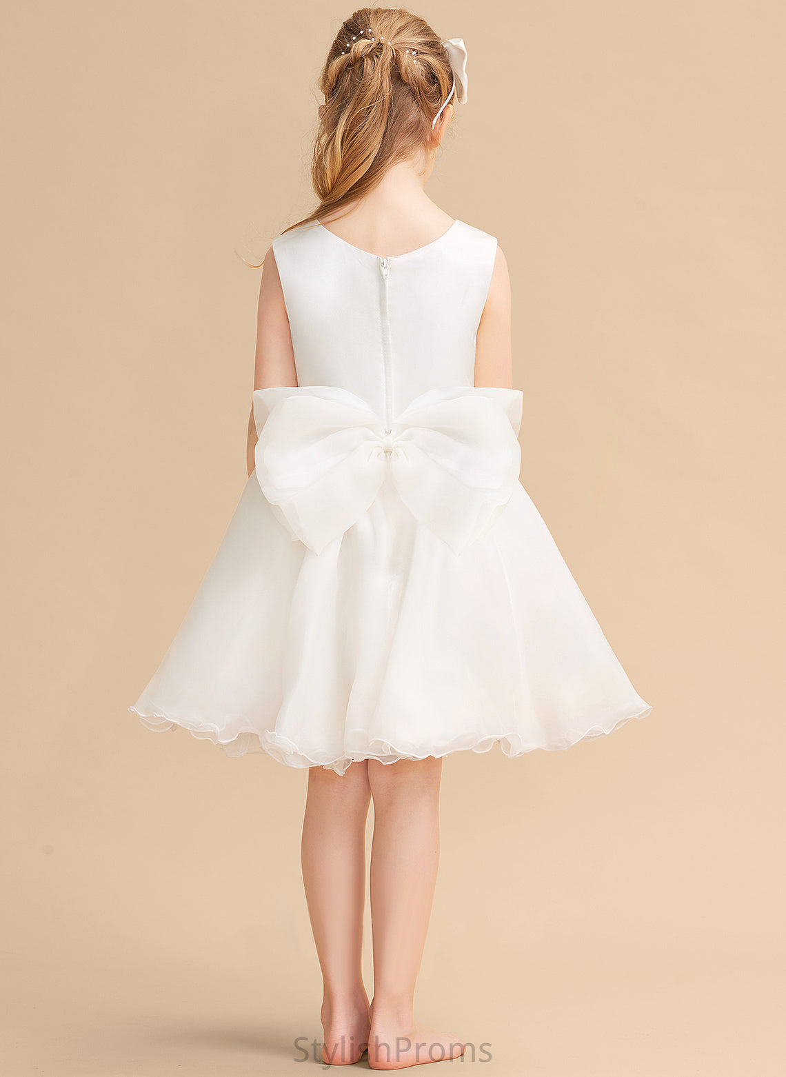 Dress Scoop Neck Sleeveless Knee-length Flower Organza Girl A-Line - Mayra Flower Girl Dresses