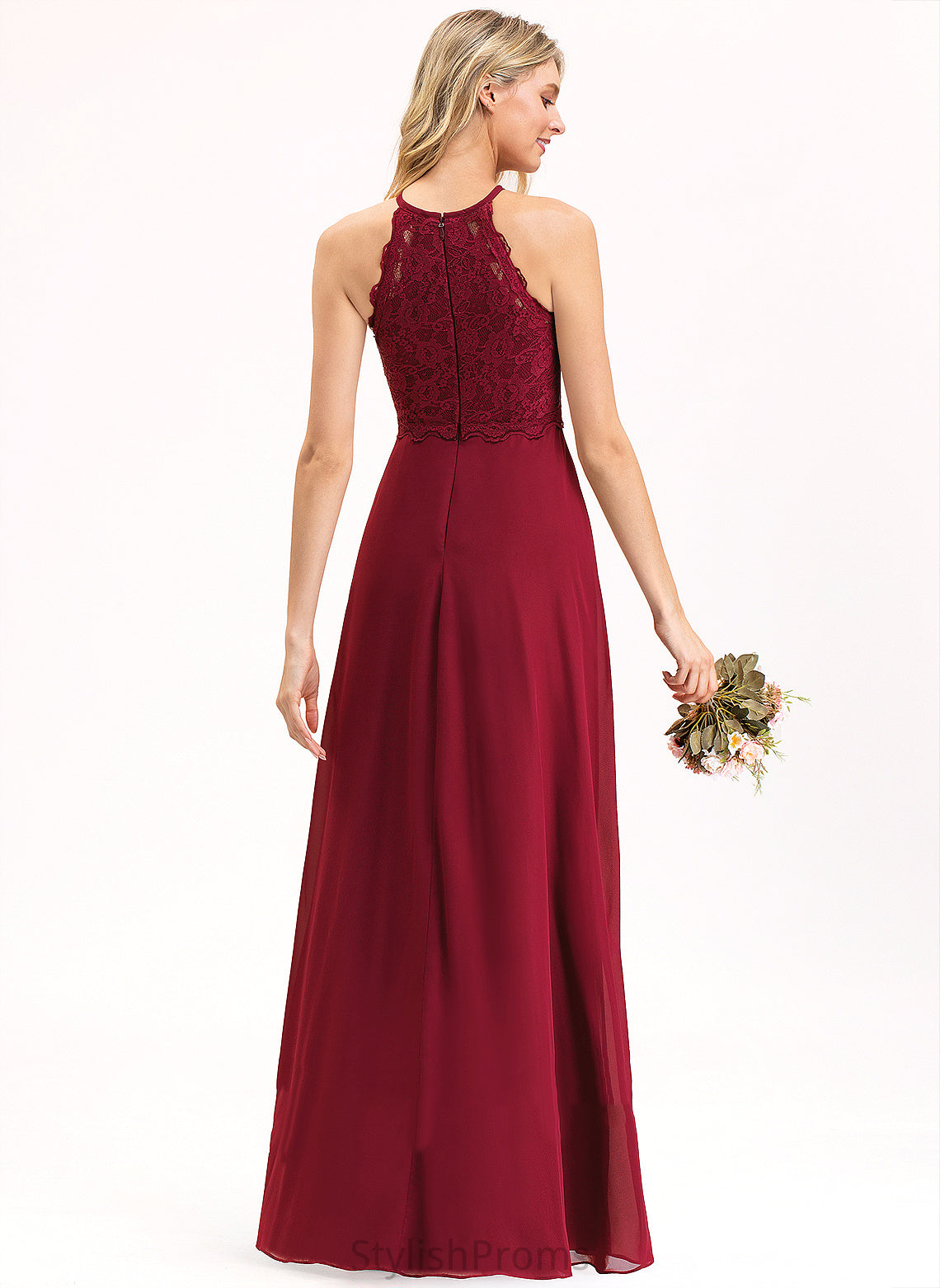 Lace Length Silhouette Floor-Length Scoop Neckline Straps&Sleeves A-Line Fabric Tianna Sleeveless Floor Length Bridesmaid Dresses