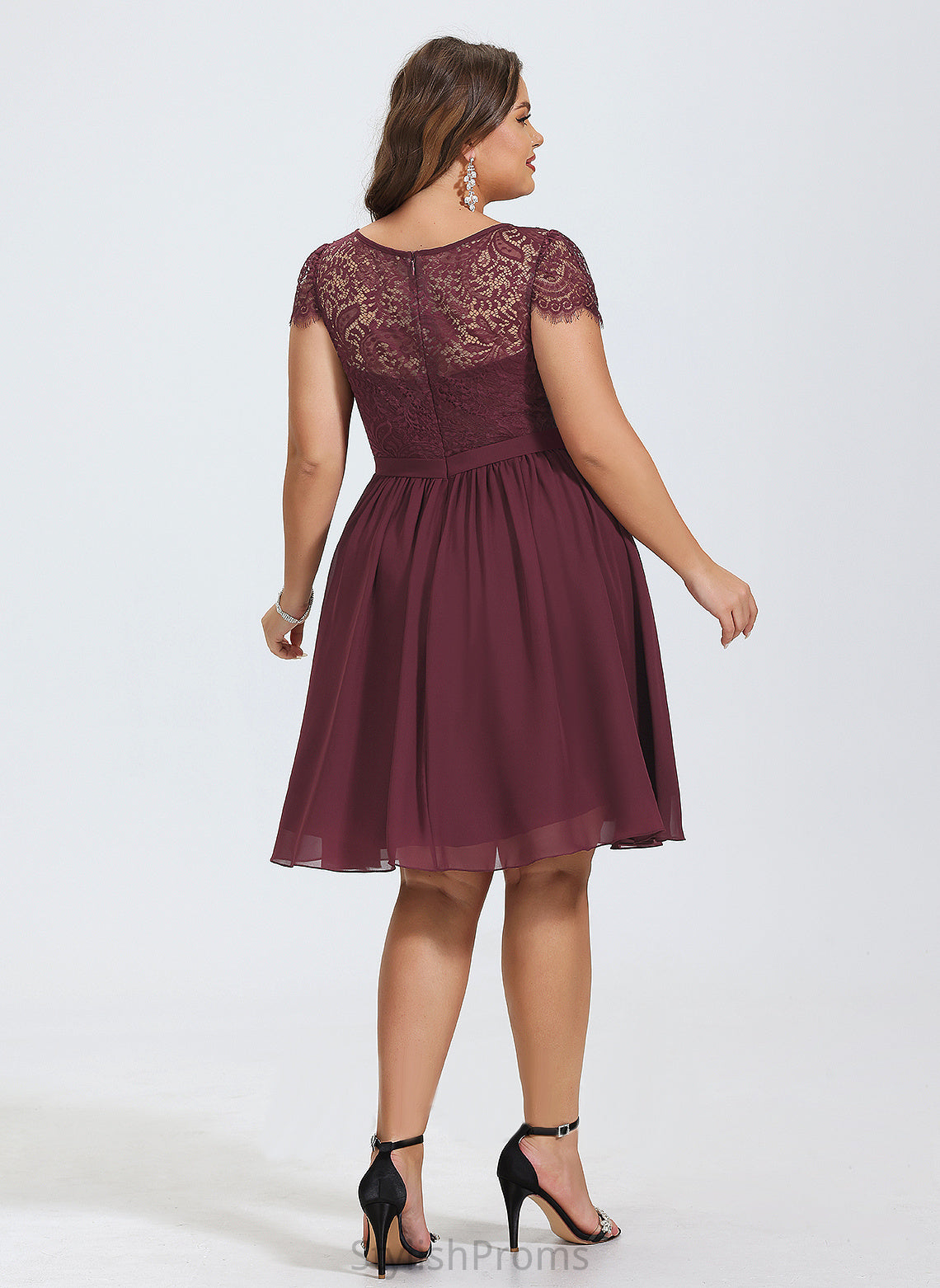 Chiffon Neck Lace Knee-Length Dress Cocktail Dresses Scoop Aiyana Cocktail A-Line