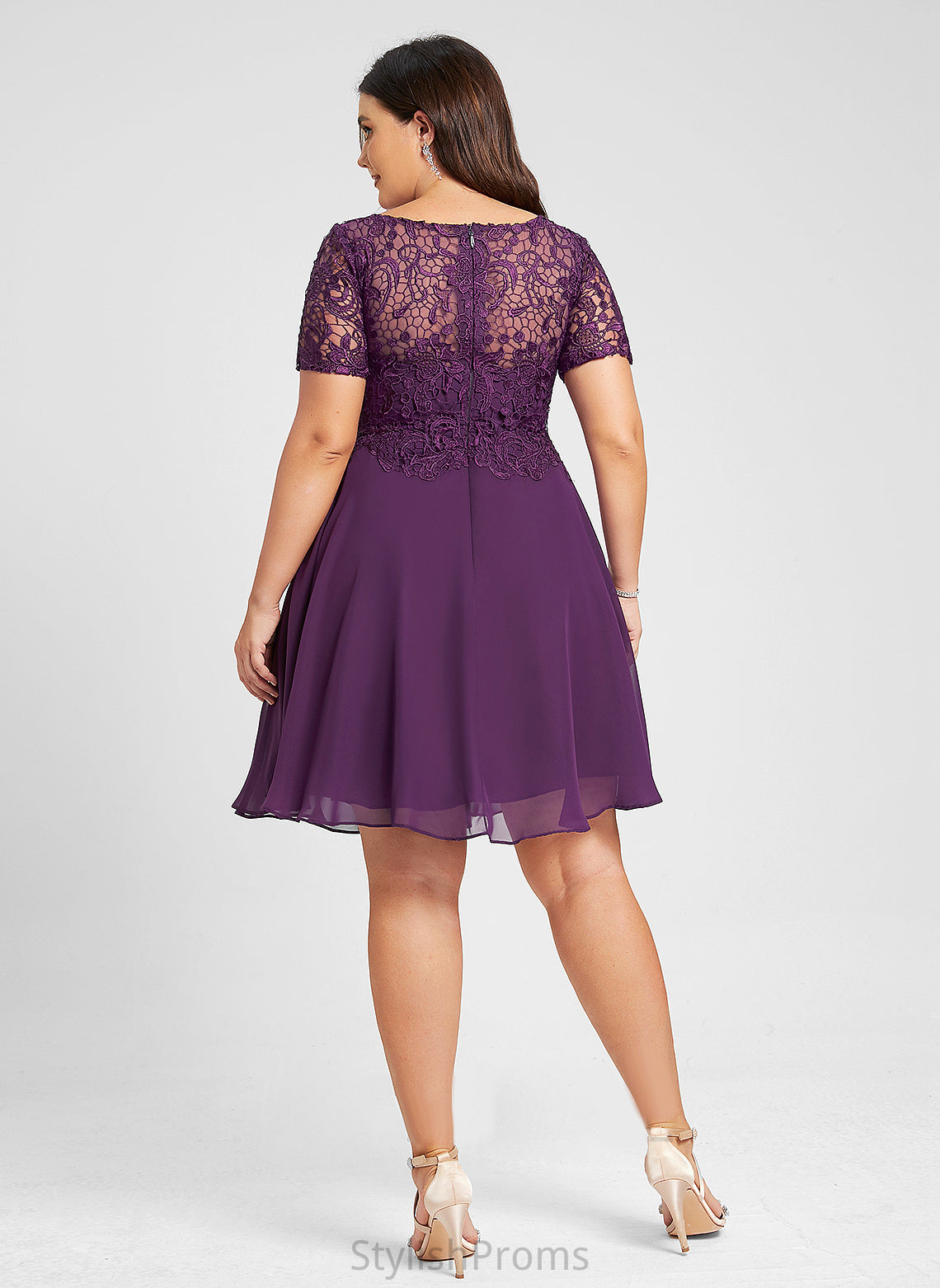 Knee-Length Scoop Neck Cocktail Dresses Chiffon Lace Rosalie A-Line Dress Cocktail