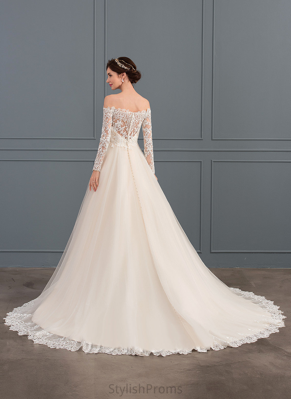 Off-the-Shoulder Chapel Anaya Dress Wedding Train Wedding Dresses Ball-Gown/Princess Lace Tulle