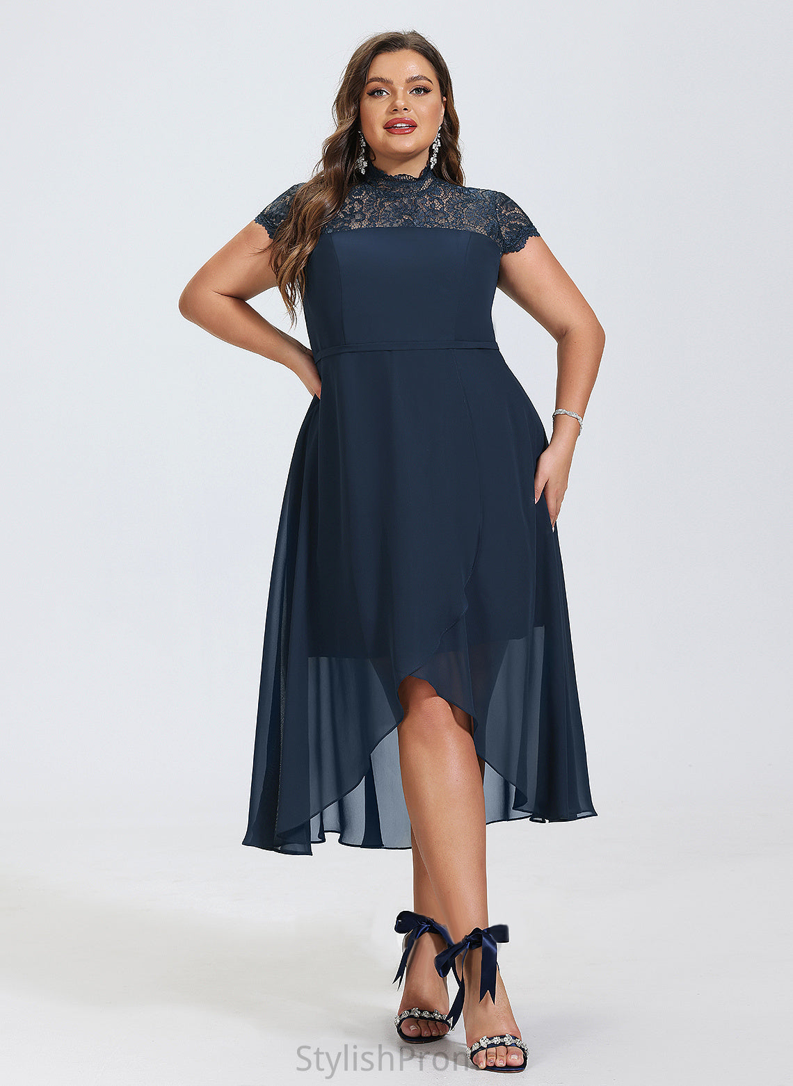 High Cocktail Cocktail Dresses Neck A-Line Abbie Chiffon Dress Asymmetrical