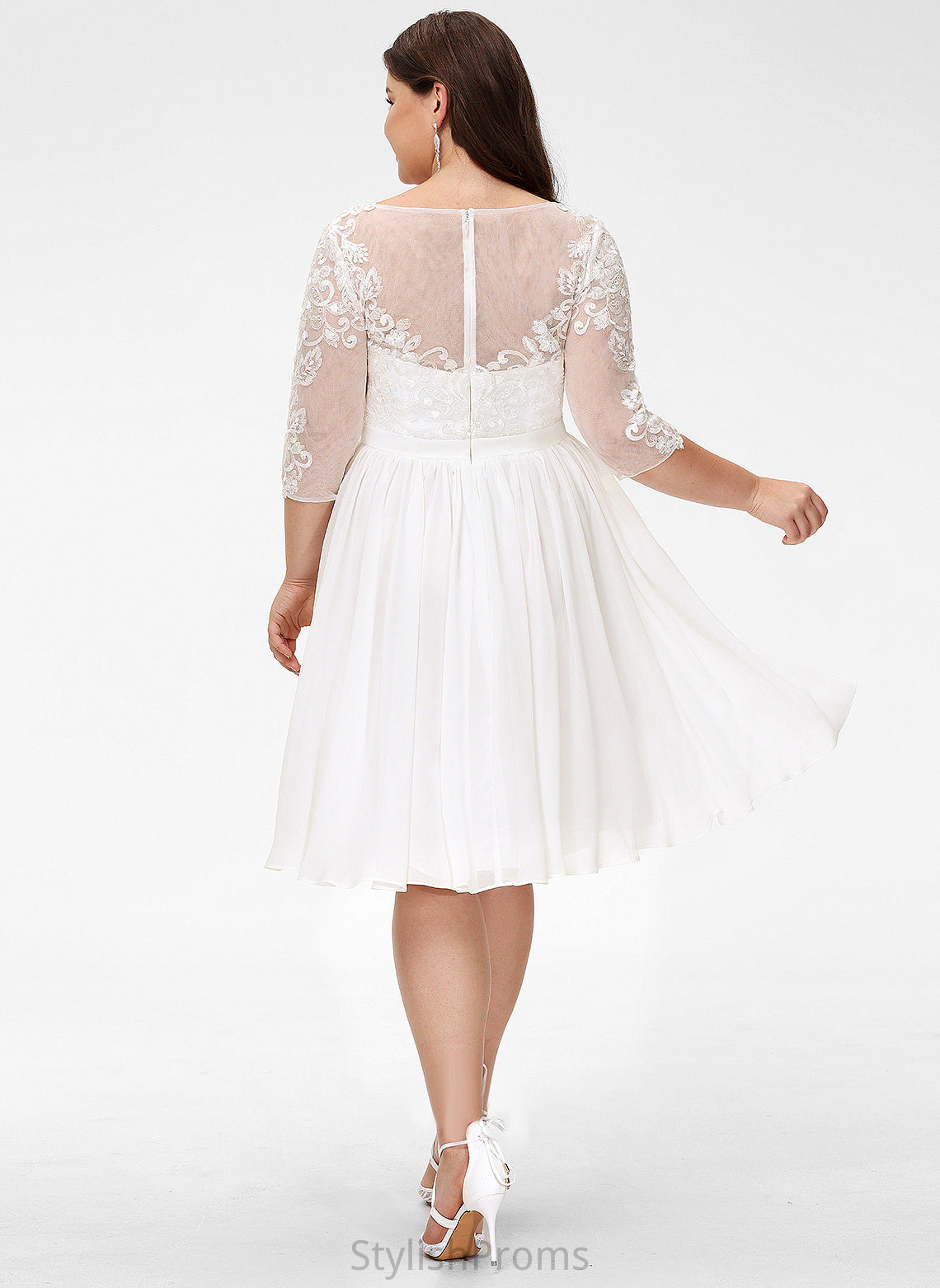 Wedding Camille With Wedding Dresses Dress Knee-Length Lace Scoop Chiffon Sequins A-Line