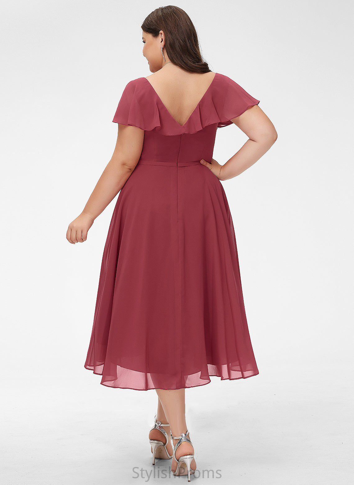 Chiffon V-neck Tessa With Asymmetrical Cocktail Dresses Dress Cocktail A-Line Ruffle