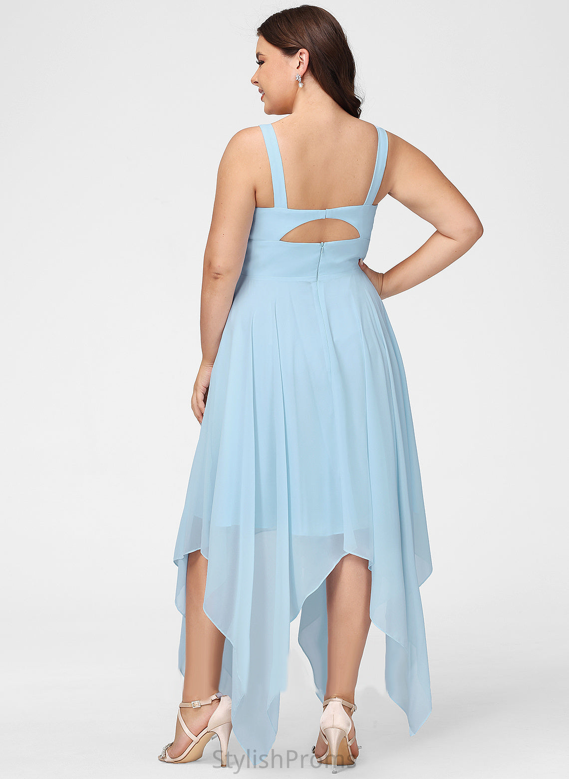 With V-neck Chiffon Cocktail Dress A-Line Asymmetrical Ruffle Cocktail Dresses Rhoda