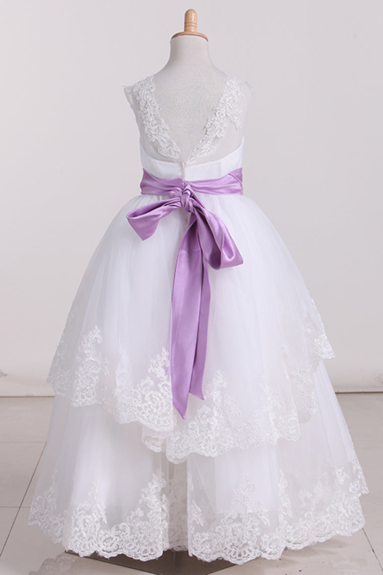 2024 New Arrival A Line Flower Girl Dresses Scoop With Beading