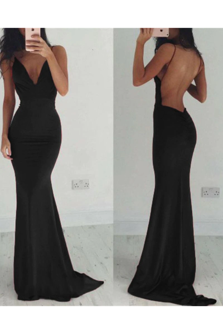 2024 Mermaid Spaghetti Straps Open Back Spandex Floor Length Evening Dresses