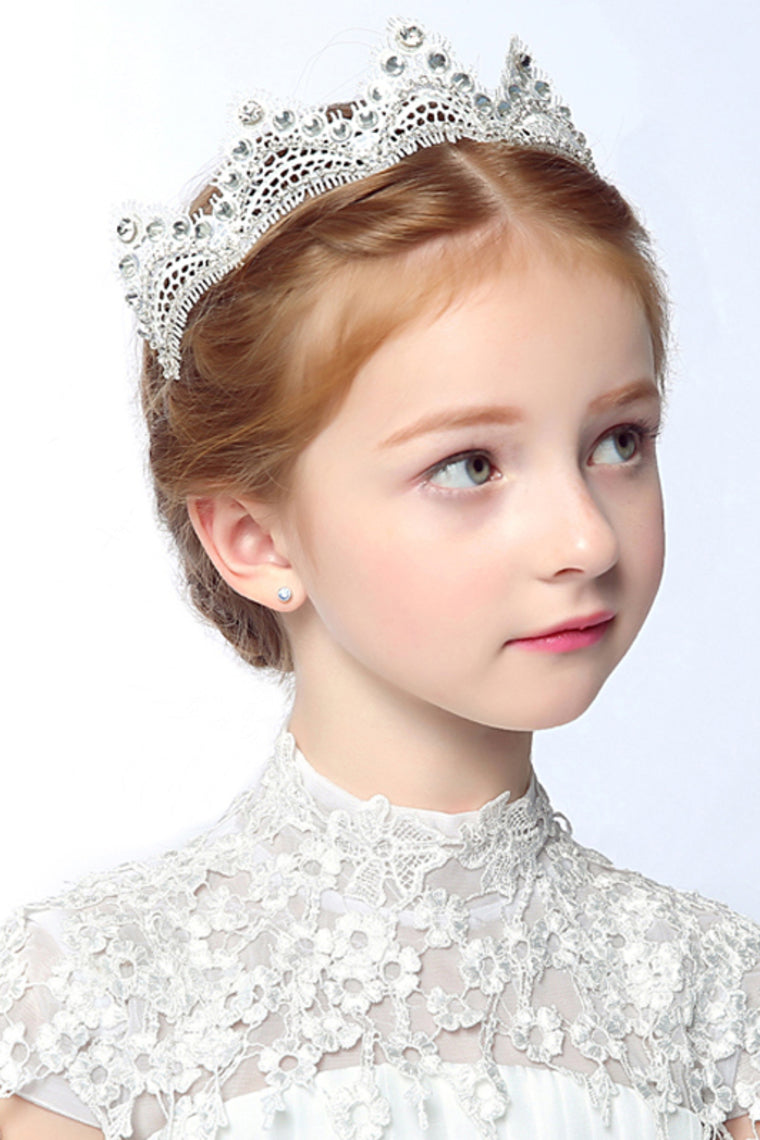 Flower Girl'S Lace Headpiece - Wedding / Special Occasion / Outdoor Tiara With Rhinestones