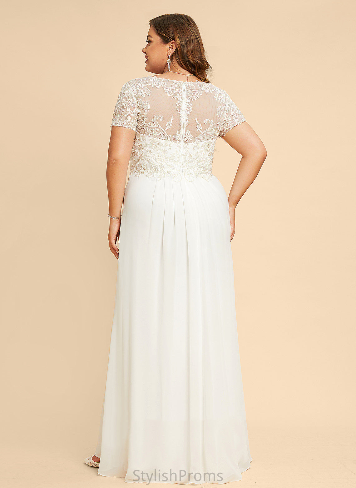 Wedding Floor-Length Chiffon Lace V-neck Janae With A-Line Dress Wedding Dresses