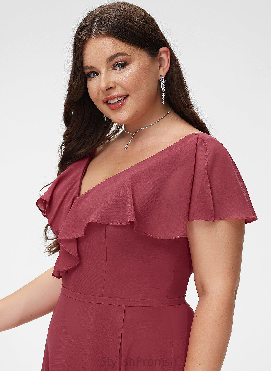 Chiffon V-neck Tessa With Asymmetrical Cocktail Dresses Dress Cocktail A-Line Ruffle