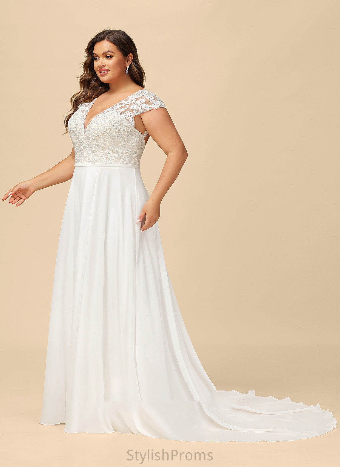 With V-neck Front Lace Dress A-Line Alexia Chiffon Wedding Wedding Dresses Split Train Sweep