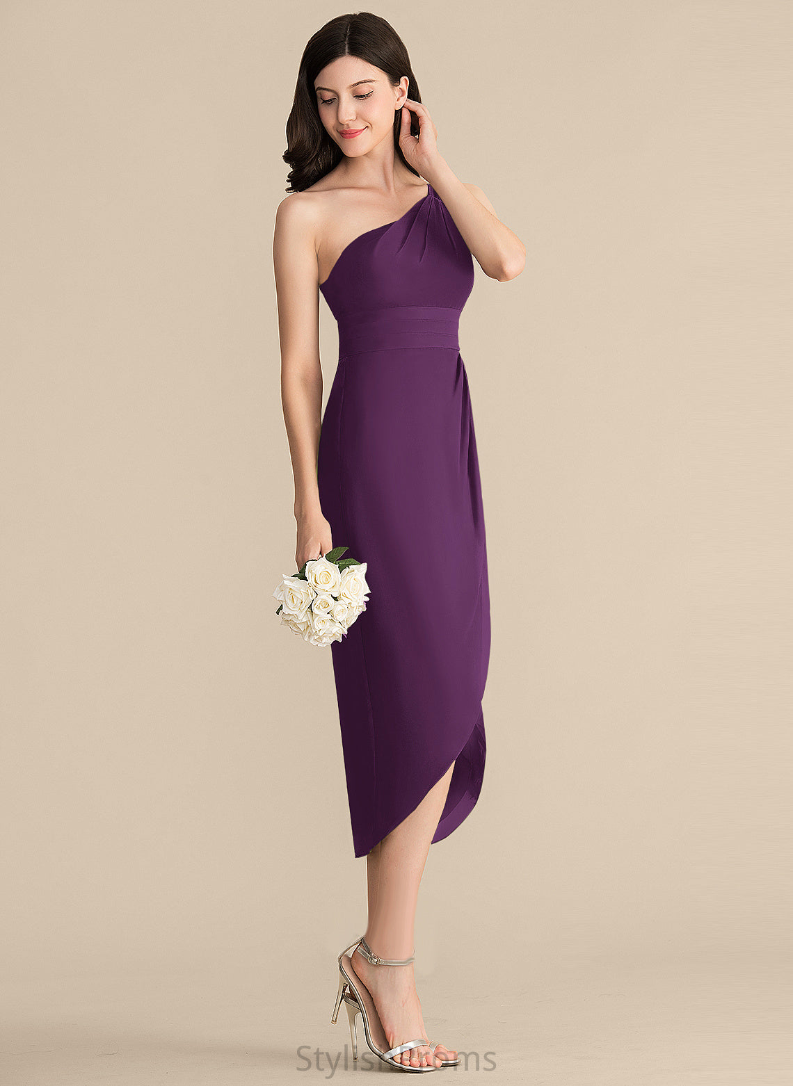 One-Shoulder Asymmetrical Jaylyn Chiffon Cocktail Ruffle With Cocktail Dresses Sheath/Column Dress