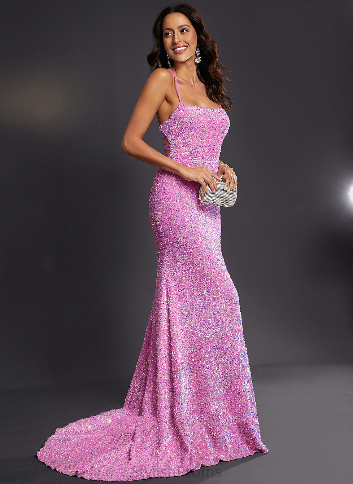 Sweep Train Prom Dresses Sequined Trumpet/Mermaid Eliza Square