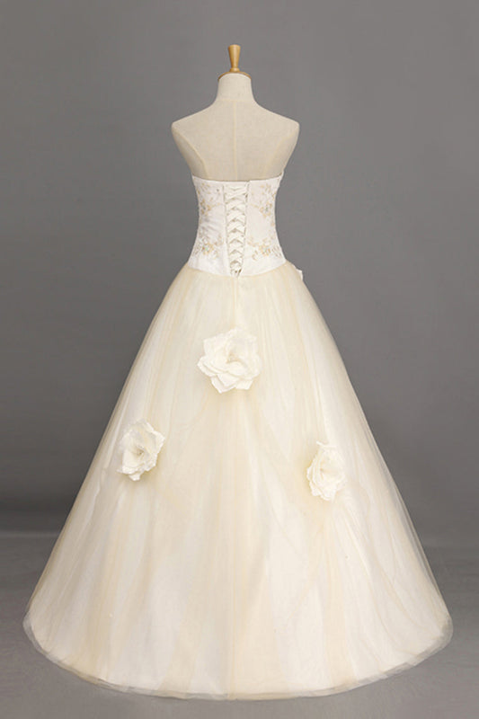 Ball Gown Quinceanera Dresses Sweetheart Floor Length With Handmade Flower And Embroidery