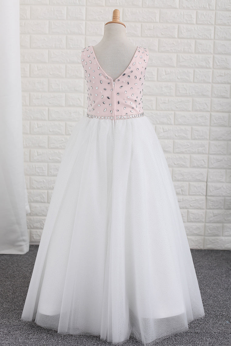 2024  Flower Girl Dresses Scoop With Beading A Line Floor Length