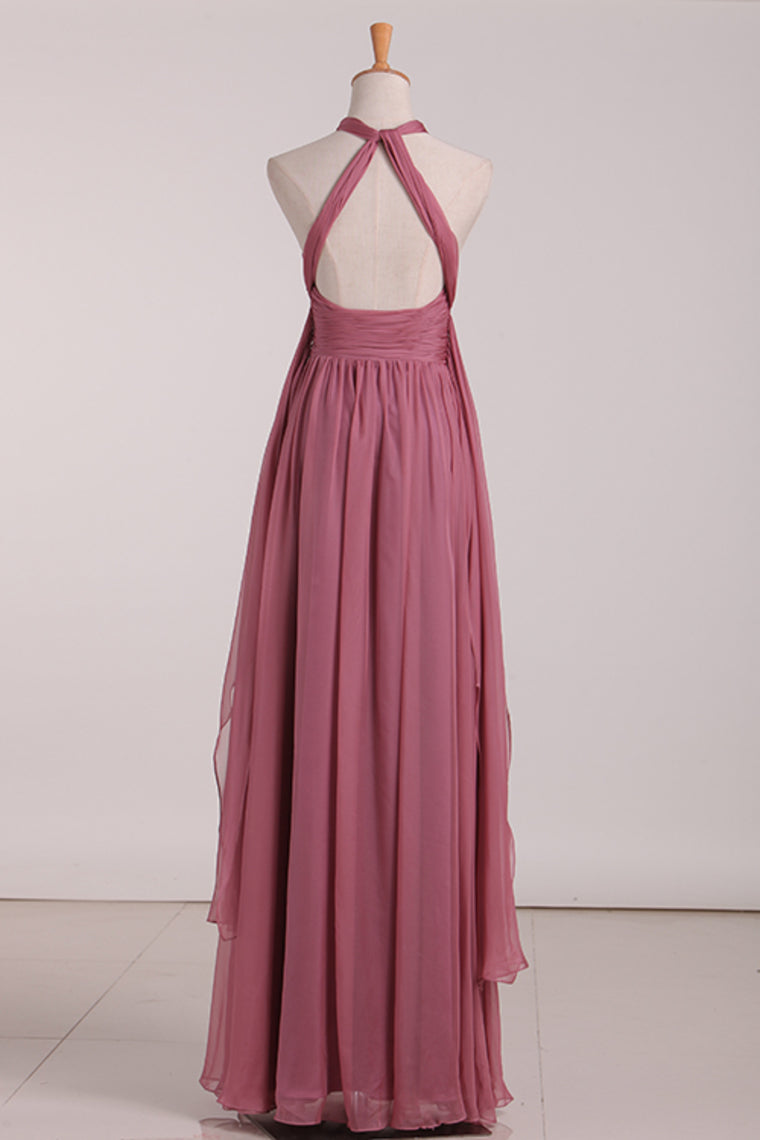 2024 Sexy Open Back Bridesmaid Dresses Chiffon With Ruffles And Sash