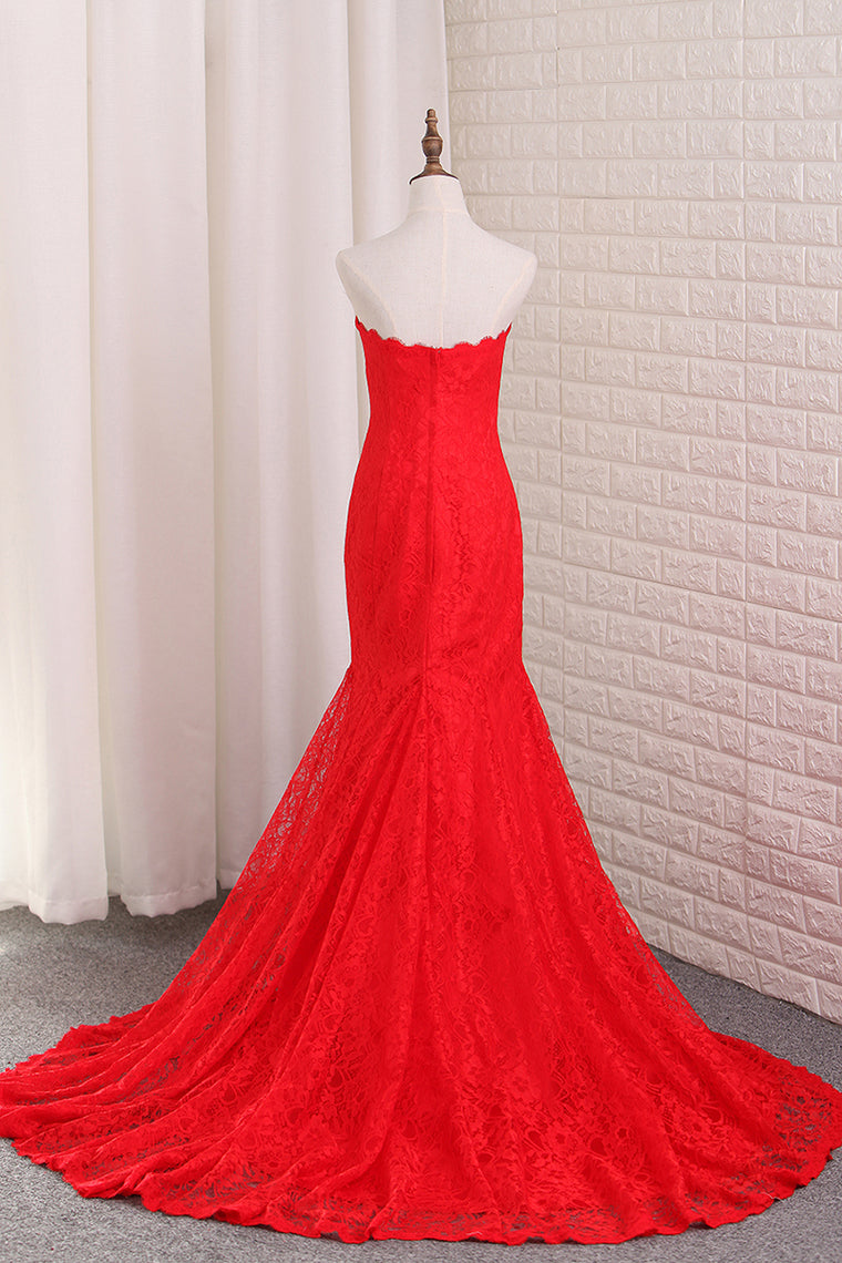 2024 Mermaid Lace Evening Dresses Sweep Train New Arrival