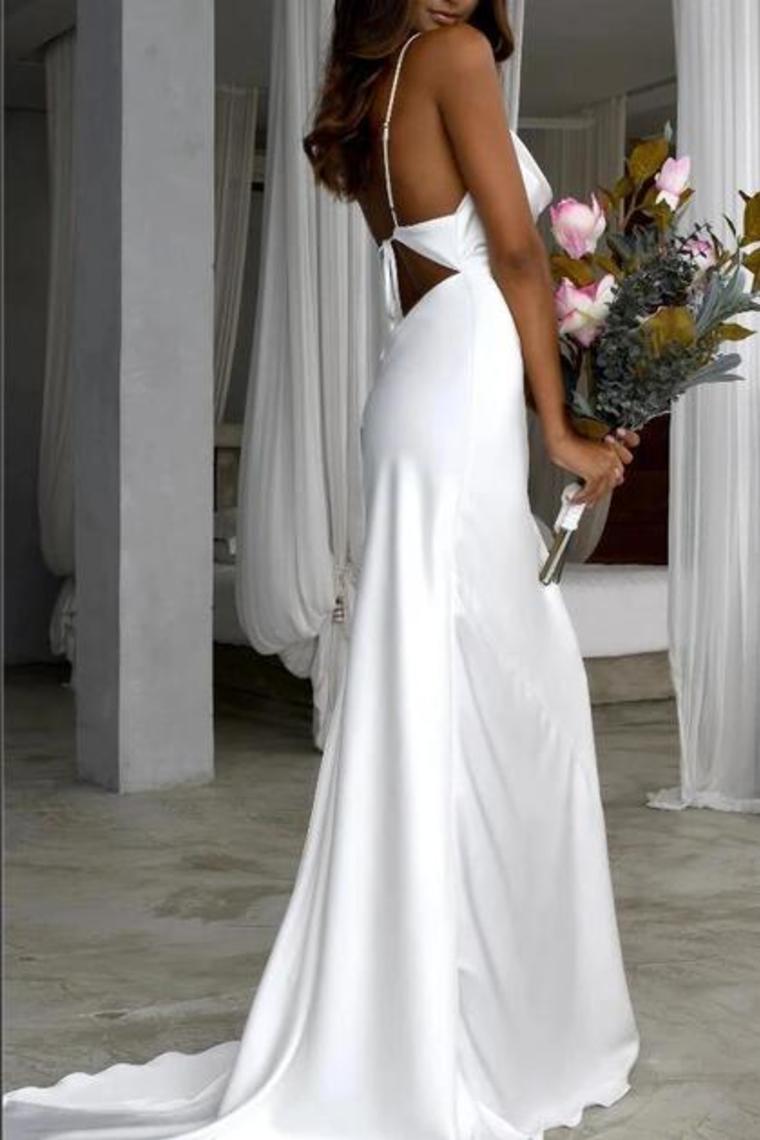 Satin Wedding Dresses Mermaid  Beads