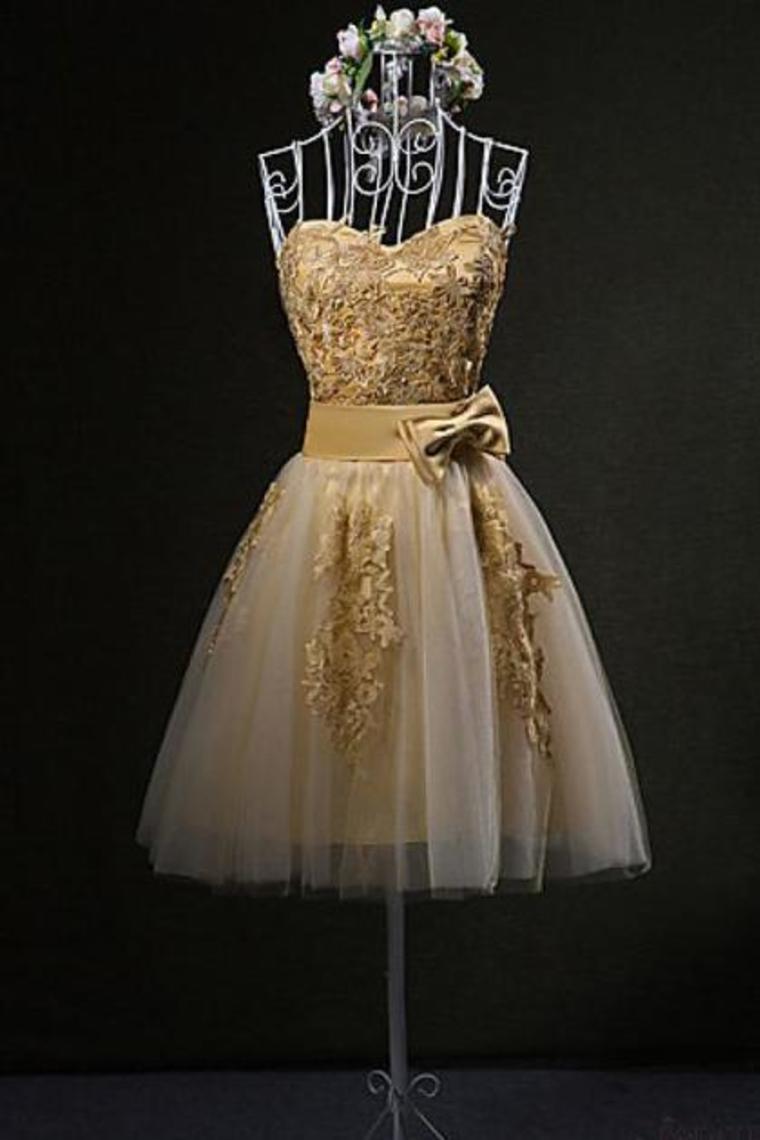 Homecoming Dresses Sweetheart Tulle With Appliques Cocktail Dress