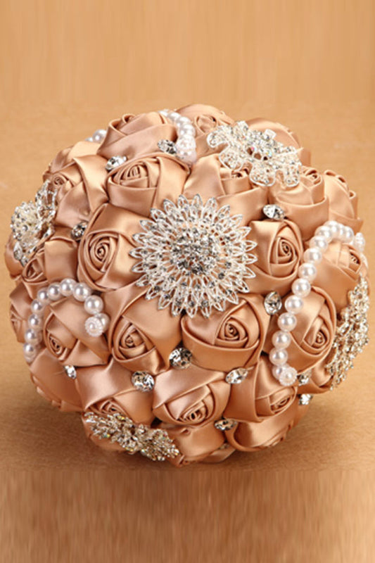 Romantic Rhinestone Crystal Roses Flower Girl Wedding Bridal Corsage Bouquet (26*20cm)